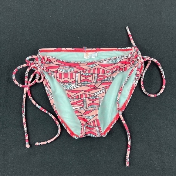 O'rageous Bikini Bottom Girls Medium Pink Green Tie Sides - Picture 1 of 8